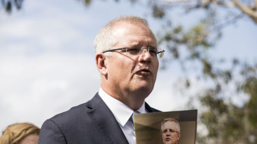 Prime Minister Scott Morrison campaigning in Brisbane on Wednesday.
