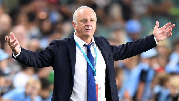 What happened: Graham Arnold throws his arms wide open during the defeat to the Roar in a typical gesture for the Sydney FC coach after a run of poor results.