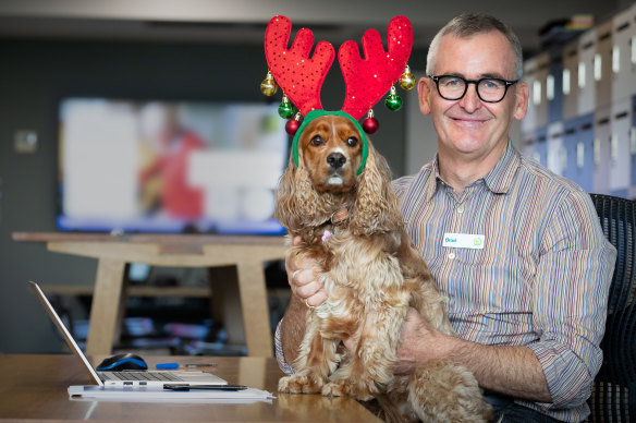 CEO of Woolworths Brad Banducci (pictured with his dog Juno) saves the good news until last.