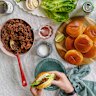 Pork burgers with red curry and coriander mayo.
