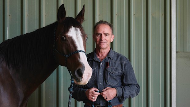 Warwick Schiller at an equestrian clinic in Bunyip, VIC.