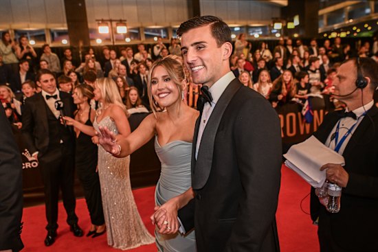 Nick Daicos and partner Arlette Amor were among the 1100 Brownlow attendees.