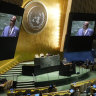 UN General Assembly President Dennis Francis delivers his closing remarks to this year’s event. Very few women stood where Francis is standing.