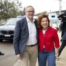 Prime Minister Anthony Albanese and the new member for Dunkley, Jodie Belyea, on their way to Oliver’s Corner cafe in Frankston on Sunday morning.