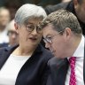 Minister for Foreign Affairs Penny Wong and Minister for International Development and the Pacific Pat Conroy during an event to launch Australia’s international development policy in August.