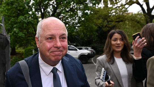 Treasurer Tim Pallas arriving at Parliament House on Tuesday morning.