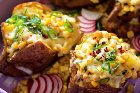 recipes Jane de Graaff's cheesy, fire corn jacket potatoes.