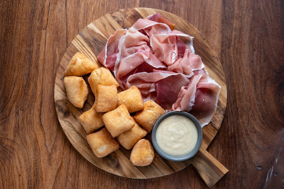 Gnocco fritto with prosciutto.