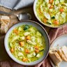 Low-FODMAP chicken noodle soup.