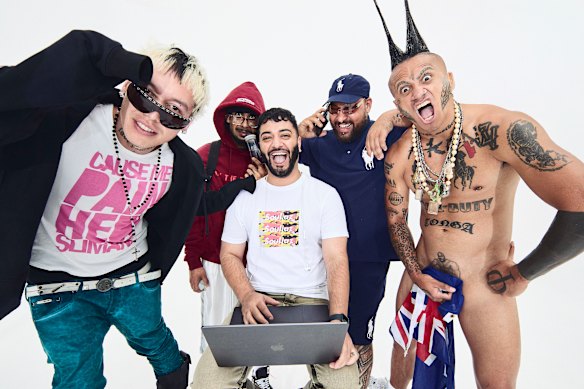 Sydney-based rap collective Lonely Souljaz are taking over: (from left) Shotta, 4orttune, DON!, Jords and Lil Golo. 