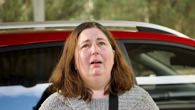 A distraught Erin Patterson on Monday afternoon.