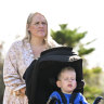 Lisa Otsen with her son Landon, 4, at a local park in Torquay.