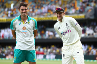 Australian Test captain Pat Cummins and English counterpart Joe Root.