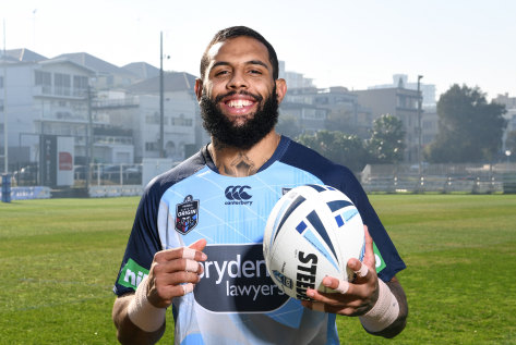 'Hell of a ride': Josh Addo-Carr at  NSW Origin training.