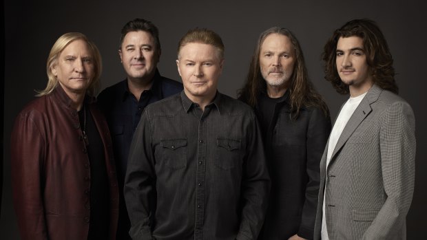 Eagles (left to right) Joe Walsh, Vince Gill, Don Henley, Timothy B. Schmit and Deacon Frey, touring in March, 2019.