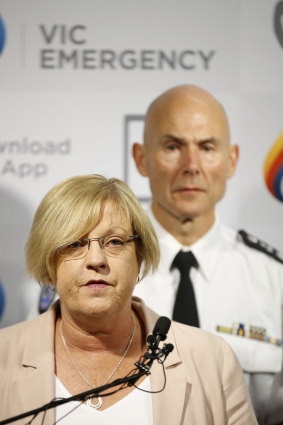 The Minister for Police and Emergency Services, Lisa Neville and Emergency Services Commissioner  Andrew Crisp. 
