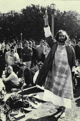 "Ian Channell, the Official Wizard of the University of NSW, casting spells in Hyde Park yesterday." July 02, 1969.