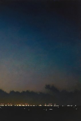 Jude Rae’s Pre-dawn sky over Port Botany container terminal, oil on linen, 200cm x 150.4cm