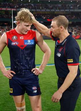 Melbourne coach Simon Goodwin has publicly supported Jacob van Rooyen.