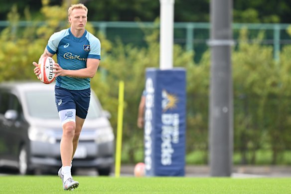 Carter Gordon at Wallabies training in Japan.