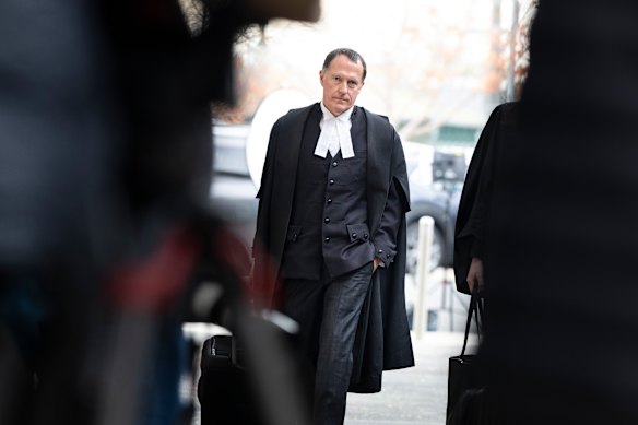 Erin Patterson’s defence barrister Colin Mandy, SC, arriving at court.
