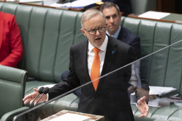 Fun with fashion usually stops at ties for male politicians, including Prime Minister Anthony Albanese.