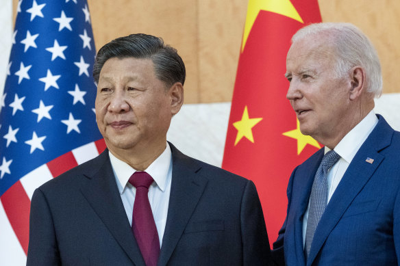 Chinese President Xi Jinping and US President Joe Biden on the sidelines of last year’s G20 summit.