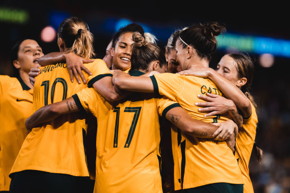 Australia vs USA in 2021, a still from Matildas: The World At Our Feet.