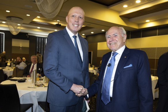 Opposition Leader Peter Dutton and former prime minister John Howard.