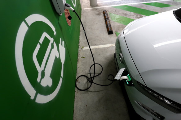 The location of EV charging stations, like this one in Crows Nest, can steer you in a different direction. 