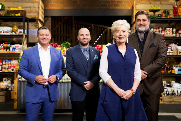 Beer with Gary Mehigan, George Calombaris and Matt Preston on <i>MasterChef</i> in 2017.