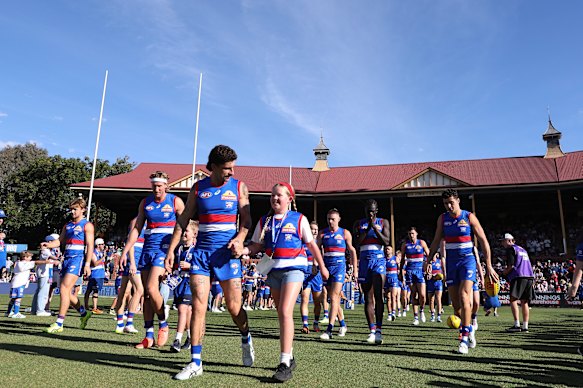 The Bulldogs run out at Norwood Oval.