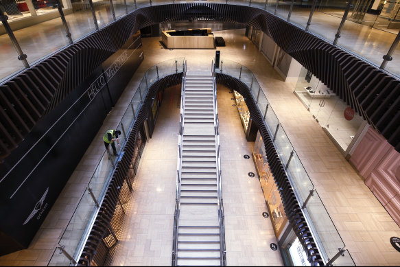 The empty Emporium Melbourne shopping centre this week.