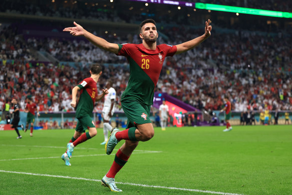 Goncalo Ramos celebrates history for Portugal.