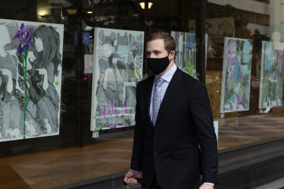 Kyle Daniels leaving court on Tuesday on the first day of jury deliberations.