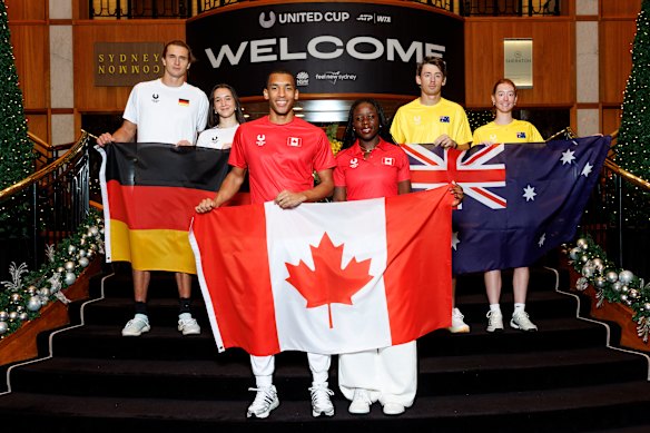 Team Canada, Germany and Australia ahead of the United Cup in Sydney.
