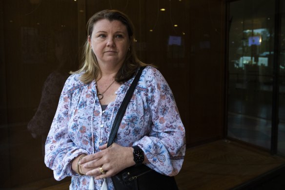 Brenda Boyd outside court on Thursday after giving evidence at her father’s trial.