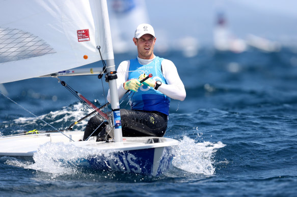 Matt Wearn firmed as Laser gold medal favourite after an outstanding day at Enoshima.