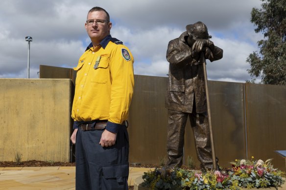 “It’s a symbol of every firefighter,” says Chris Montgomery of the statue.