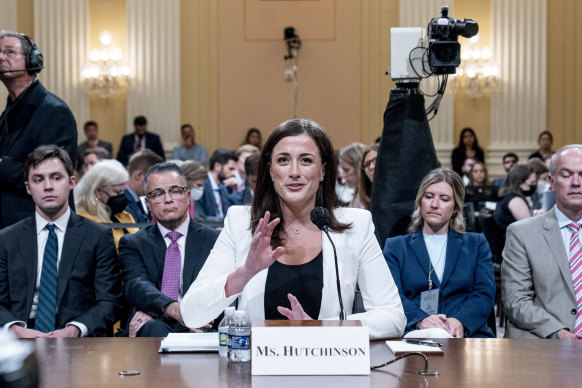 Cassidy Hutchinson testifies at the House of Congress hearing into the riots to overthrow the US election.