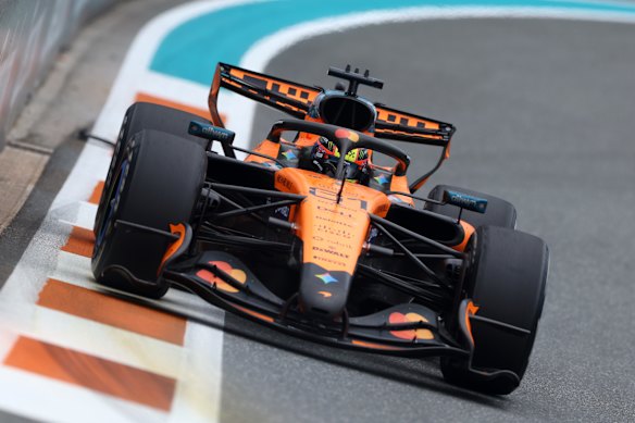 Oscar Piastri overtook Charles Leclerc to finish third. 
