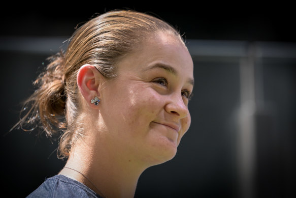 Barty at the press conference announcing her retirement.