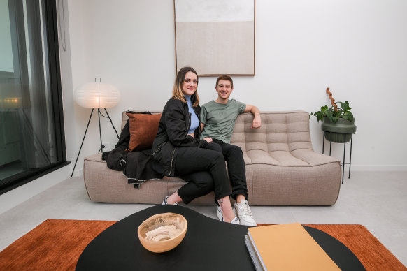 Sofia Corbett and Kai Becker are enjoying their new build-to-rent apartment.