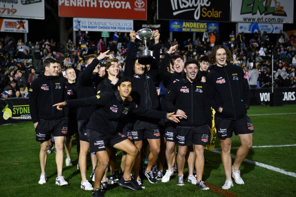 Penrith celebrate last year’s SG Ball triumph with the Panthers faithful.