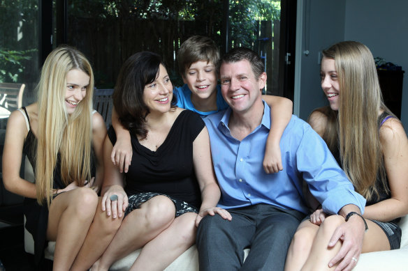Baird in 2014 with his wife, Kerryn, and their children (from left) Cate, Luke and Laura.