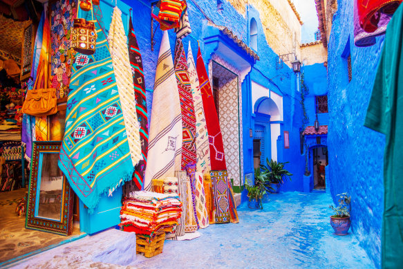 The blue walls of Chefchaouen, Morocco.
