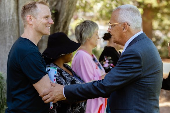 Alex Hughes (left) with Len, one of the people with lived experience of homelessness and poverty who works as an advocate with No Place for Poverty. 