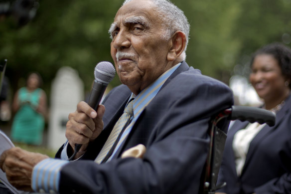 Civil rights leader the Reverend Joseph E. Lowery speaks at an event in Atlanta in 2013.