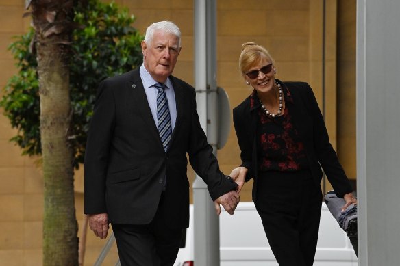 Ben Roberts-Smith’s parents Len and Sue arrive at the Federal Court in Sydney on Wednesday.