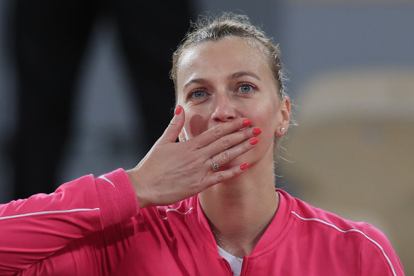 Petra Kvitova blew kisses to the crowd after advancing through to the quarter-finals.